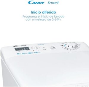 Candy Smart CST 06LET-1S - Lavatrice a carico dall'alto, bianca, 6 kg, con tecnologia NFC e display LED.