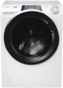 Immagine della lavatrice Candy RapidÓ PRO RP 4116BWMBC/1-S con caricamento frontale da 11 kg e 1400 giri al minuto.