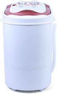 Mini lavatrice da 6 kg in oro rosa, ideale per campeggi e viaggi con funzionalità di lavaggio, asciugatura e disidratazione.