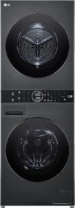 LG WashTower WT1210BBF, colonna bucato unificata con lavatrice da 12 kg e asciugatrice da 10 kg, pannello unico e tecnologia avanzata.