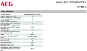 Lavatrice AEG L7FBG845 con capacità 8 kg, motore inverter e funzione ÖKOMix per lavaggi silenziosi ed efficienti.