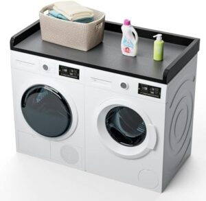 Lavatrice e asciugatrice controsoffitto, 69,8 cm L x 137,2 cm L lavanderia stoccaggio e organizzazione con guide perimetrali, nero