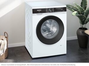 Immagine della lavatrice Siemens WG44G2140 iQ500, modello 9 kg con display LED, sistema antimacchia e programmi rapidi