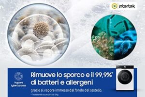 Lavatrice 11 Kg Classe A 1400 giri Inverter - WW11BB704DGE in azione, mostrando la sua efficienza energetica e capacità di carico.