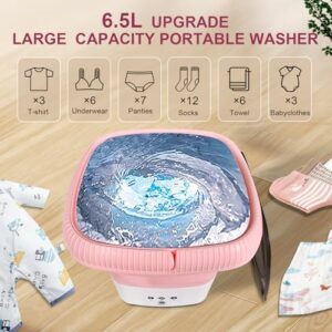 Lavatrice portatile mini rondella da 6,5 litri, ideale per lavare calzini, vestiti per bambini e asciugamani con 3 modalità di pulizia.