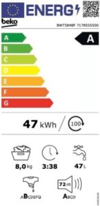 Lavatrice Beko BWT584BF con filtro microplastiche, motore inverter e funzione SteamCure™