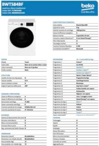 Lavatrice Beko BWT584BF con filtro microplastiche, motore inverter e funzione SteamCure™