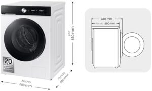 Samsung WW90DB7U94GEU3, lavatrice AI EcoBubble, 9 kg, Autodosificatore, Super Speed 39, Bianco