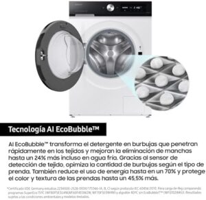 Samsung WW90DB7U94GEU3, lavatrice AI EcoBubble, 9 kg, Autodosificatore, Super Speed 39, Bianco