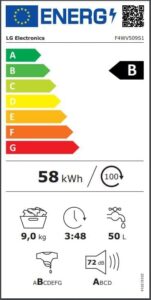 LG Electronics F4WV509S1 Lavatrice bianca con capacità 9 kg, tecnologia AI DD, Steam e TurboWash