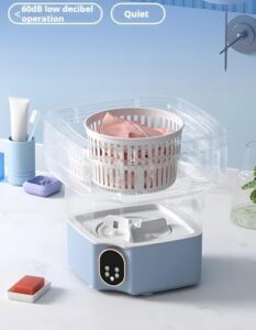 Lavatrice portatile pieghevole da 12 litri, ideale per biancheria intima e piccoli indumenti, perfetta per campeggio e appartamenti.