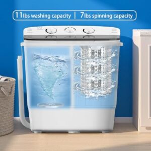 Lavatrice portatile a doppia vasca compatta da 5 kg, con centrifuga da 3,2 kg e rack asciutto gratuito in offerta.