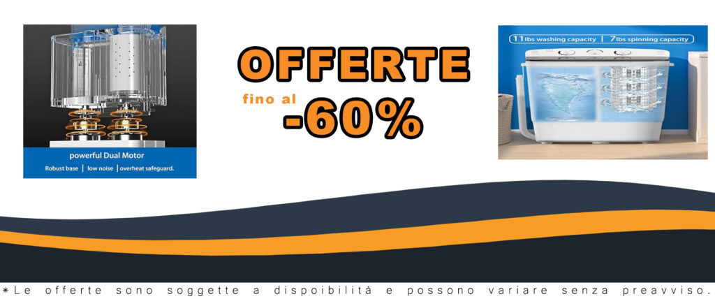 Lavatrice portatile a doppia vasca compatta da 5 kg, con centrifuga da 3,2 kg e rack asciutto gratuito in offerta.