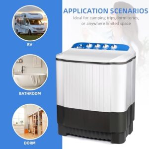 Kazigak Lavatrice portatile da 7 kg, lavatrice semiautomatica con doppia vasca per lavare e centrifugare, compatta per appartamenti e camper