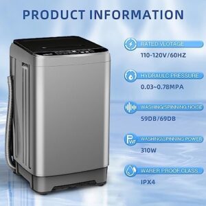 Kazigak Lavatrice Portatile 6 kg, automatica, con 10 programmi e display a LED, grigio