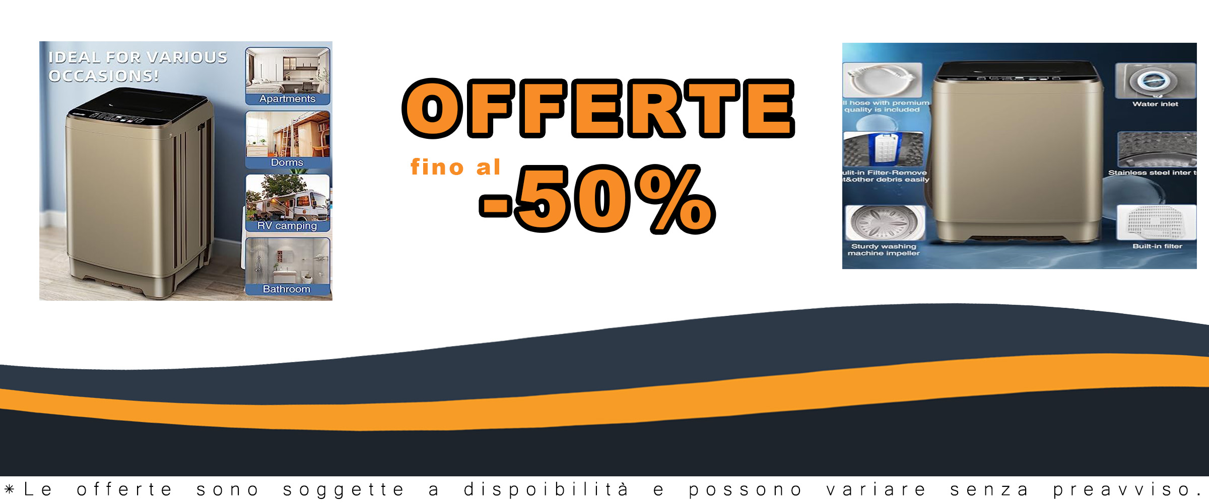 Lavatrice portatile Kazigak 6 kg, automatica, con display LED, ideale per appartamenti, case e camper