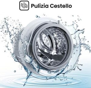 Hisense WFQP801419VM Lavatrice a carica frontale, bianca, con display LED, funzione vapore e programma rapido