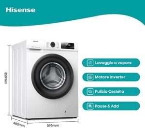 Hisense WFQE7012EVM lavatrice slim, con motore inverter e funzione vapore