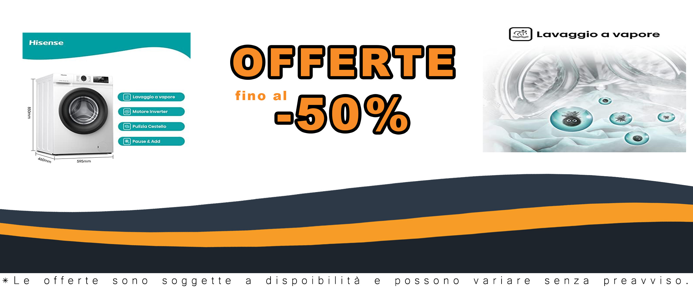 Hisense WFQE7012EVM lavatrice slim, con motore inverter e funzione vapore