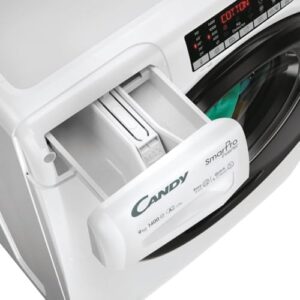 Lavatrice Candy CSO 496TWMB6/1-S da 9 Kg, carica frontale e 1400 giri, ideale per famiglie numerose.