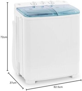 Ulsonix LCLEAN Mini M, la mini lavatrice perfetta per campeggio e viaggi, con centrifuga separata e capacità di 5 kg.