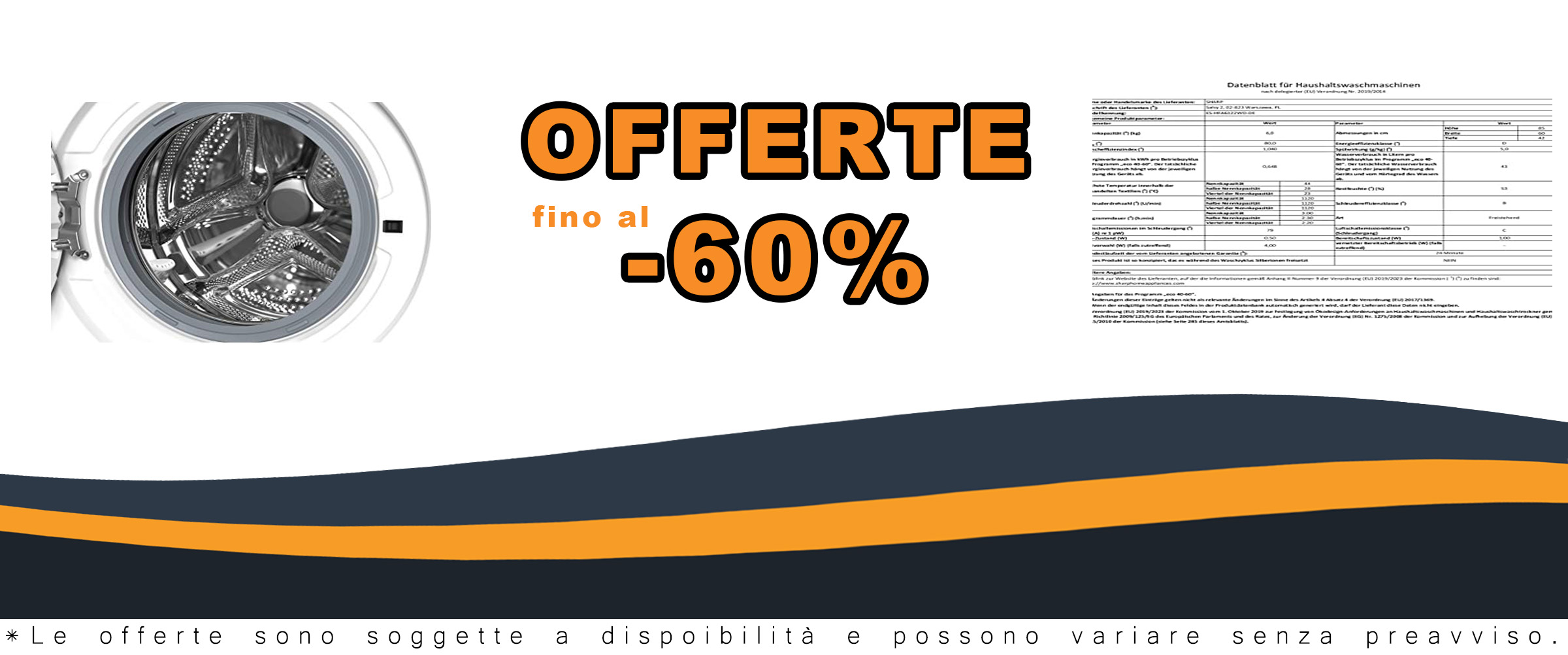 Sharp ES-HFA6122WD-DE Lavatrice con caricamento frontale, 6 kg, 1200 giri/min, programma breve e sistema AquaStop