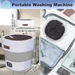 Mini lavatrice pieghevole da 15 litri, ideale per appartamenti e camper, con 3 modalità per biancheria intima e capi leggeri.