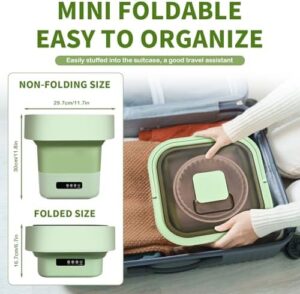 Marovitax Lavatrice Portatile, mini lavatrice pieghevole da 10L per campeggio, viaggi e appartamenti, con 3 modalità di pulizia per vestiti delicati.