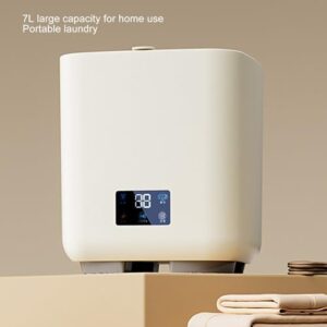 Fockety Lavatrice Portatile 7L con Asciugatura a Rotazione, Mini Lavatrice Touch Screen, Beige