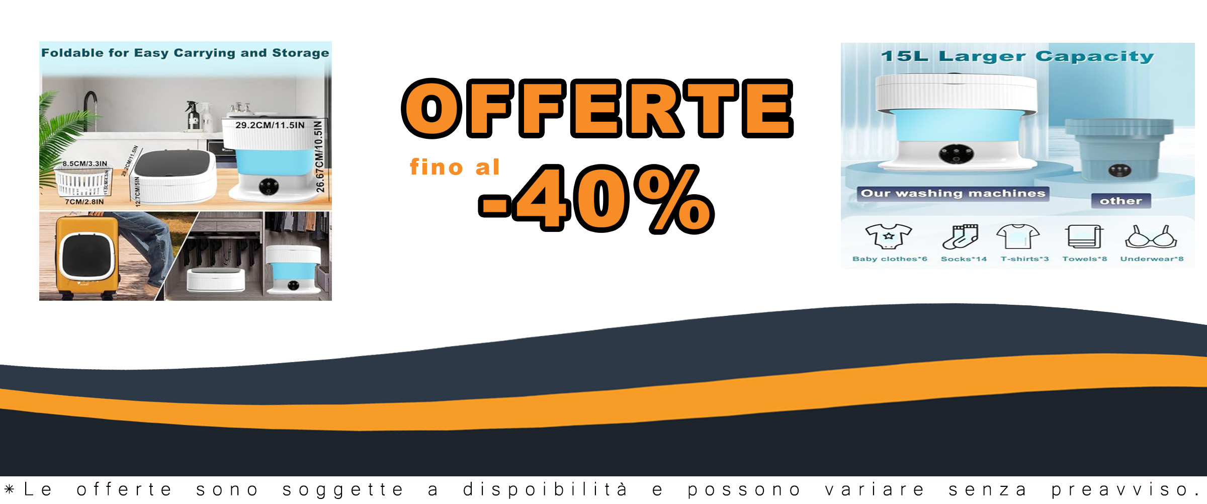 Lavatrice portatile pieghevole da 13 litri con centrifuga, ideale per piccoli appartamenti e vestiti del bambino.