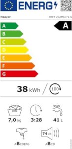 Hoover HW4 27AMC7/1-S H-WASH 500 Lavatrice Smart 7 Kg, 1200 Giri, Wi-Fi, Funzione Vapore, Motore Inverter, Bianco