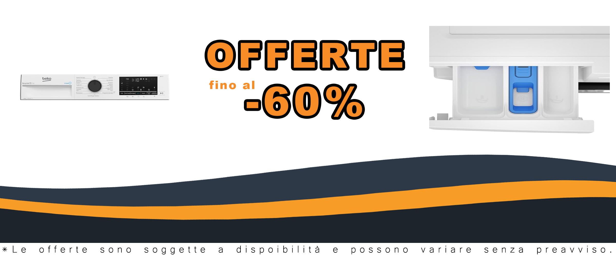 Lavatrice 10 kg 1400 Giri Classe A con Inverter Vapore 58 cm BWT3104S, vista frontale