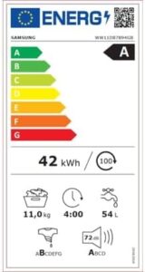 Lavatrice da 11 kg, carica frontale, 1400 giri, vapore, nero, classe energetica A in primo piano