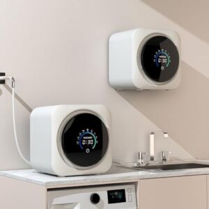 Mini lavatrice compatta a parete, perfetta per viaggi e piccoli spazi, con touch screen a LED e 90 giri/minuto
