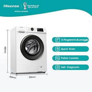 Lavatrice Hisense WFVC6010E 6 Kg e frigorifero Hisense MTM55205SE 206 L in un design moderno e funzionale.