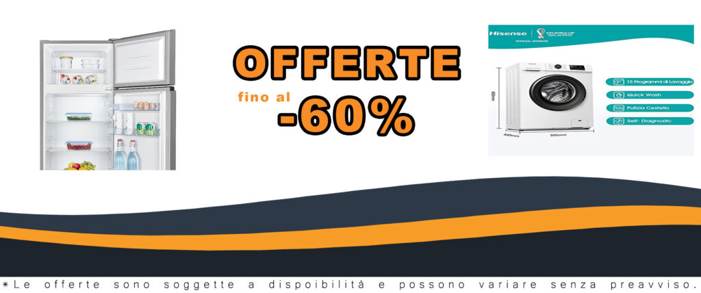 Lavatrice Hisense WFVC6010E 6 Kg e frigorifero Hisense MTM55205SE 206 L in un design moderno e funzionale.