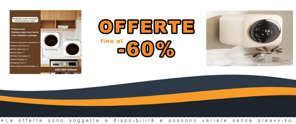 Lavatrice e mini asciugatrice portatile, perfetta per biancheria intima e piccoli indumenti, ideale per appartamenti e spazi ridotti.