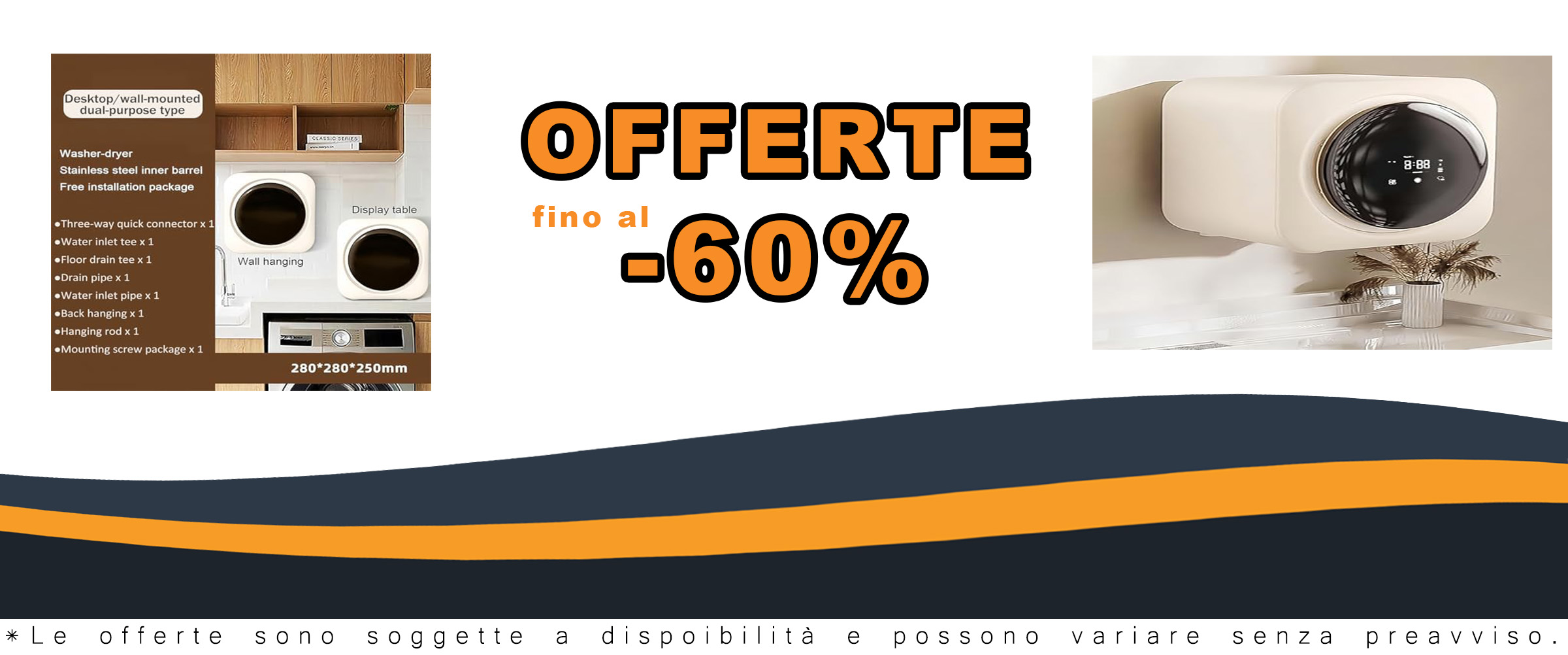 Lavatrice e mini asciugatrice portatile, perfetta per biancheria intima e piccoli indumenti, ideale per appartamenti e spazi ridotti.