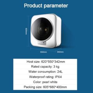 Lavatrici a Parete, Asciugatrice Elettrica da 800 W, ideale per appartamenti e camper, con capacità di 3 kg e asciugatura rapida in 15 minuti