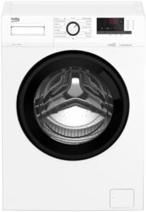 Lavatrice Beko WRA8615XW 8 Kg 1200 rpm, vista frontale con programma di lavaggio in azione