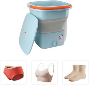 Lavatrice portatile pieghevole blu, completamente automatica, perfetta per balconi e spazi ridotti