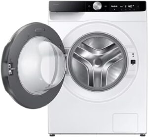 Lavatrice Samsung WW90DG6U25LKU3 con capacità di 9 kg e 1400 giri al minuto, dotata di funzionalità SmartHome per un controllo facile e comodo tramite smartphone.
