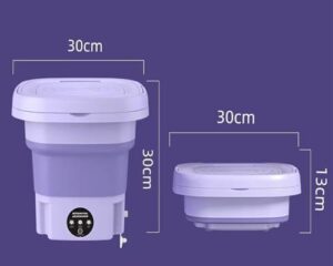 Lavatrice portatile pieghevole e compatta, ideale per piccoli spazi e a risparmio energetico.