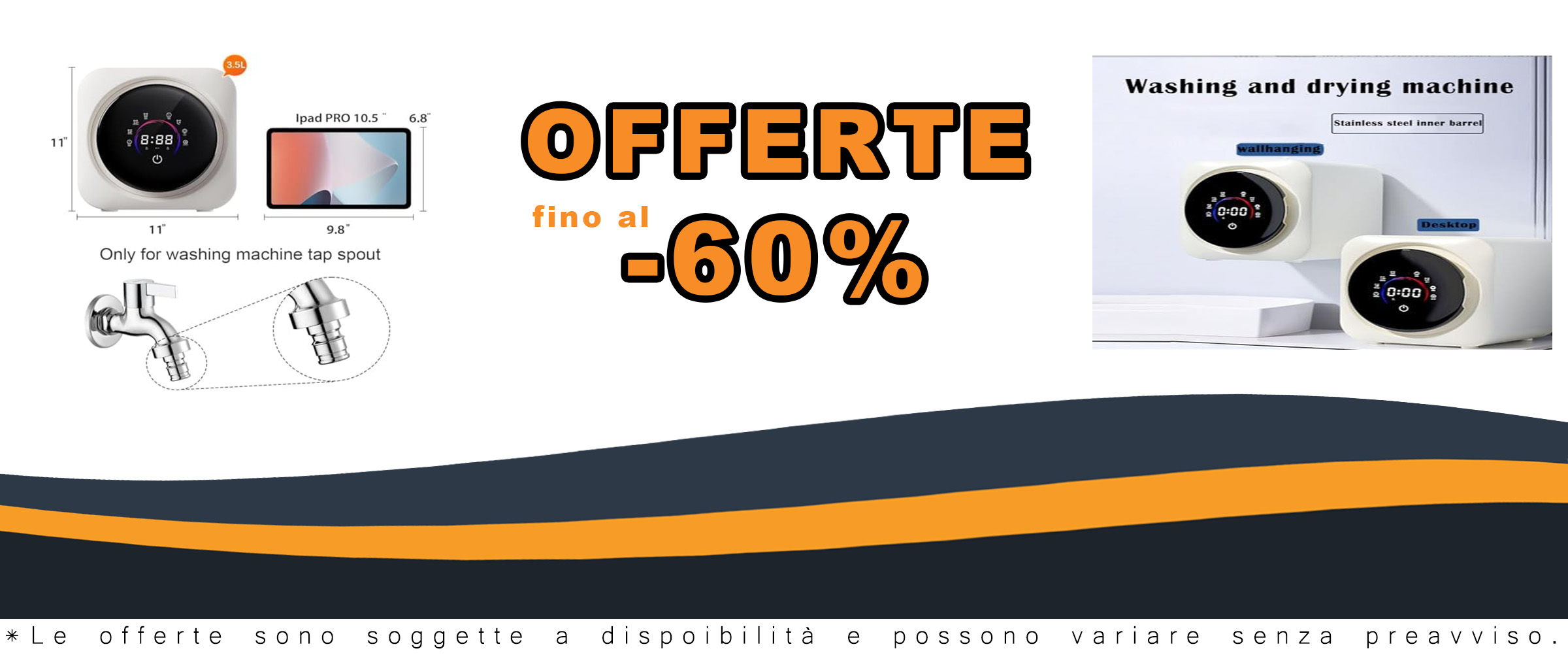Lavatrice e asciugatrice portatile 2 in 1 per appartamenti, camper e hotel, compatta e versatile, ideale per spazi piccoli.