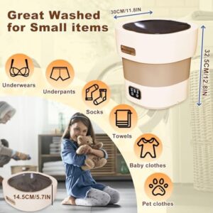 Mini lavatrice pieghevole da 13 litri con centrifuga, ideale per piccoli spazi come appartamenti, camper e campeggio.