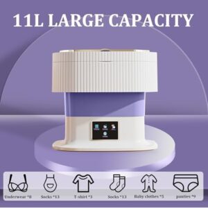 Lavatrice portatile pieghevole 11,5 l per biancheria intima, vestiti per bambini, calzini, ideale per campeggio e piccole abitazioni.