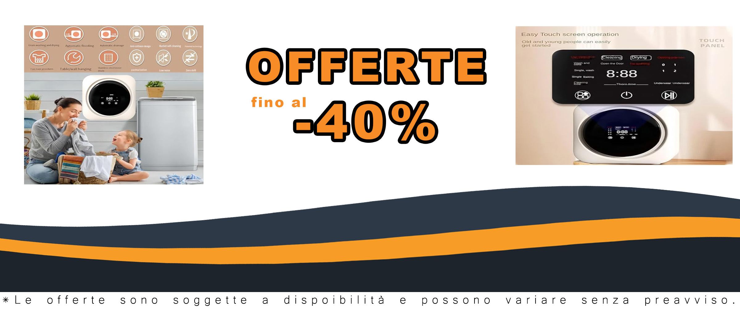 Lavatrice asciugatrice portatile 2 in 1, ideale per piccoli capi e biancheria intima, completamente automatica, compatta e adatta a spazi ridotti.