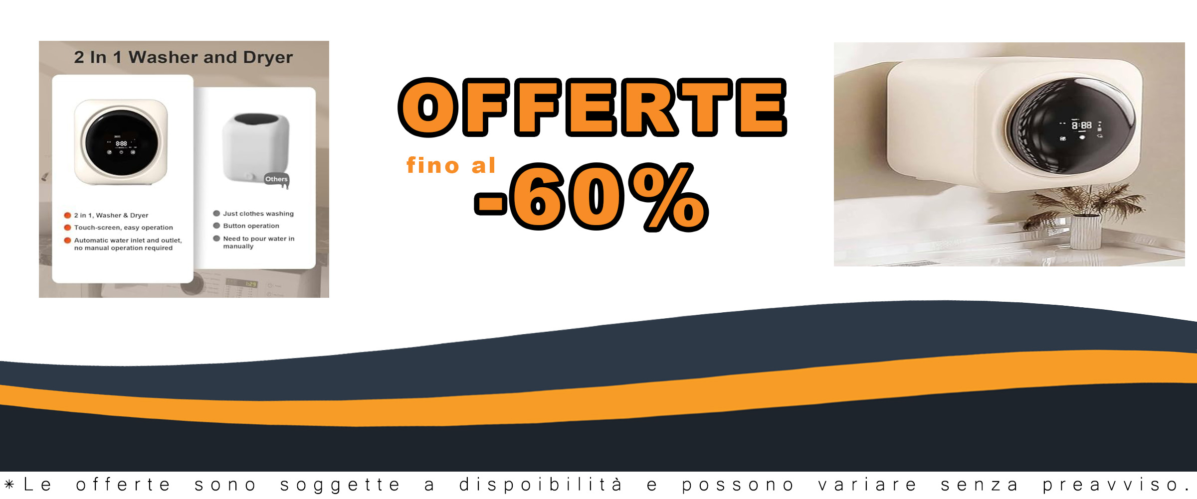Mini lavatrice da parete da 3,5 litri, compatta e versatile, ideale per lavare vestiti e biancheria intima