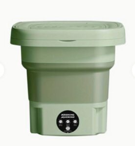 Lavatrice portatile compatta da 3,6 kg, verde, ideale per piccoli appartamenti e lavanderie rapide.