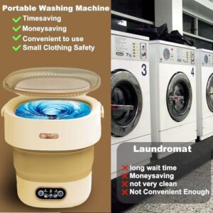 Lavatrice portatile pieghevole compatta da 16 litri, ideale per viaggi e campeggio, con centrifuga integrata per una maggiore praticità.